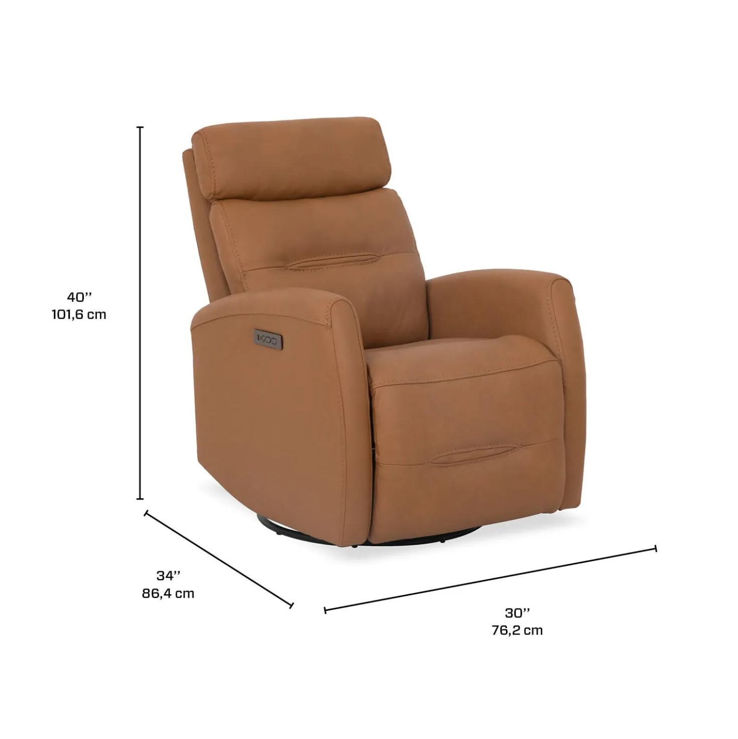 Fauteuil inclinable électrique en cuir véritable - tan