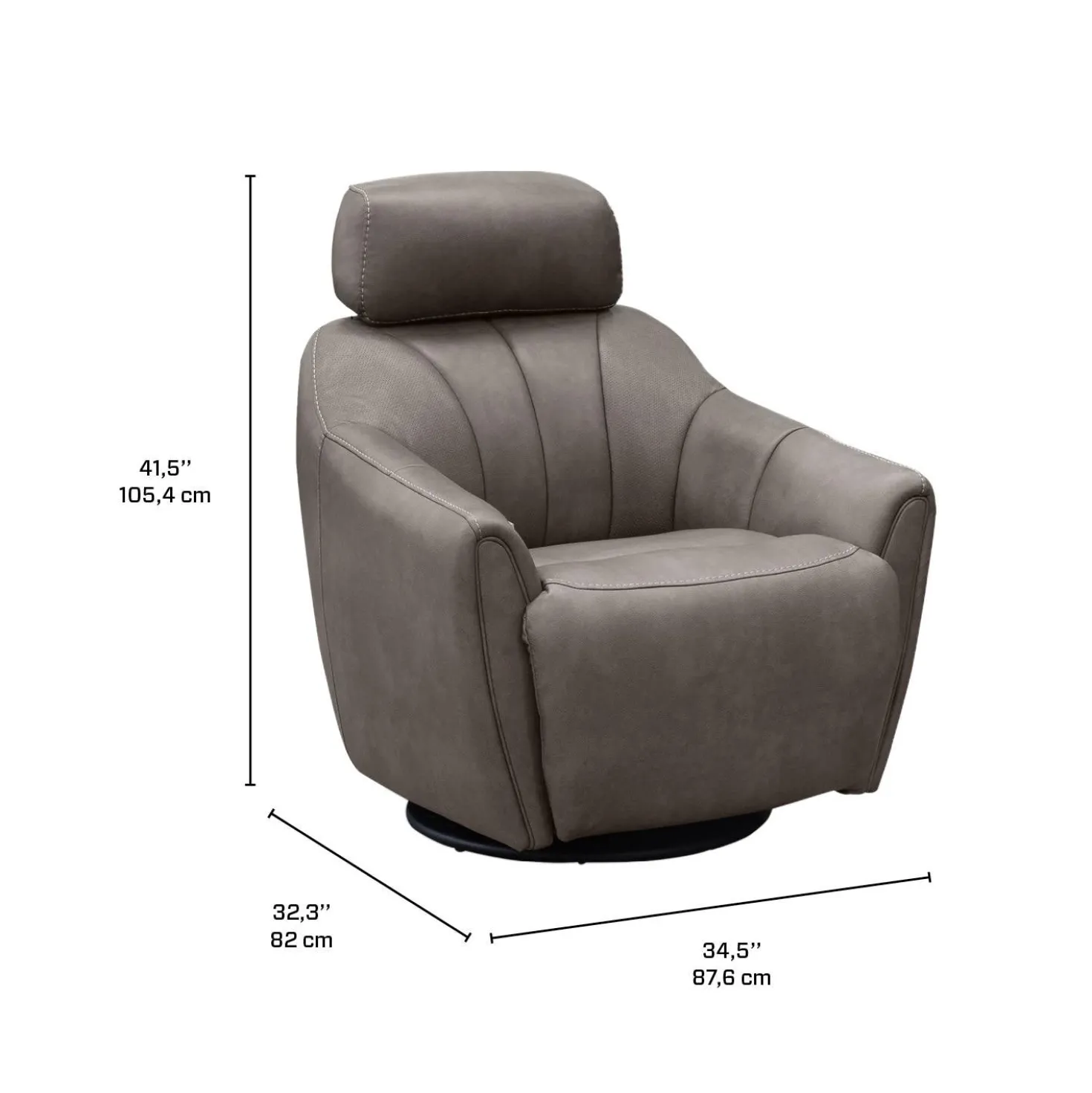 Fauteuil inclinable pivotant électrique avec système audio intégré - gris