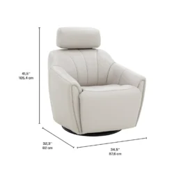 Fauteuil inclinable pivotant électrique en cuir avec système audio intégré - beige