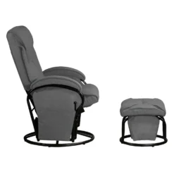 Fauteuil inclinable, pivotant et berçant à billes avec repose-pieds