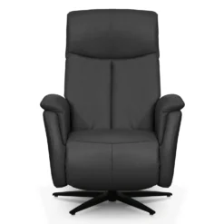 Fauteuil électrique inclinable et pivotant en cuir véritable - gris foncé
