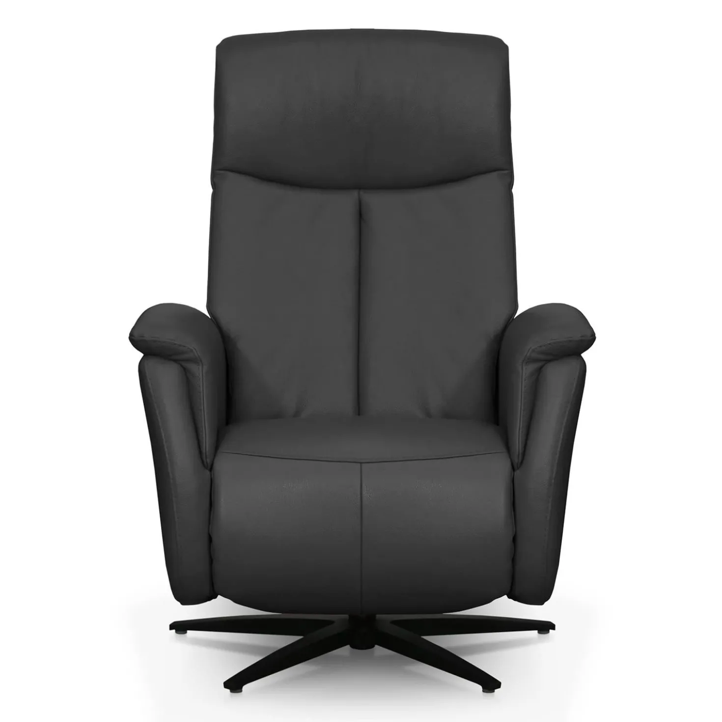 Fauteuil électrique inclinable et pivotant en cuir véritable - gris foncé