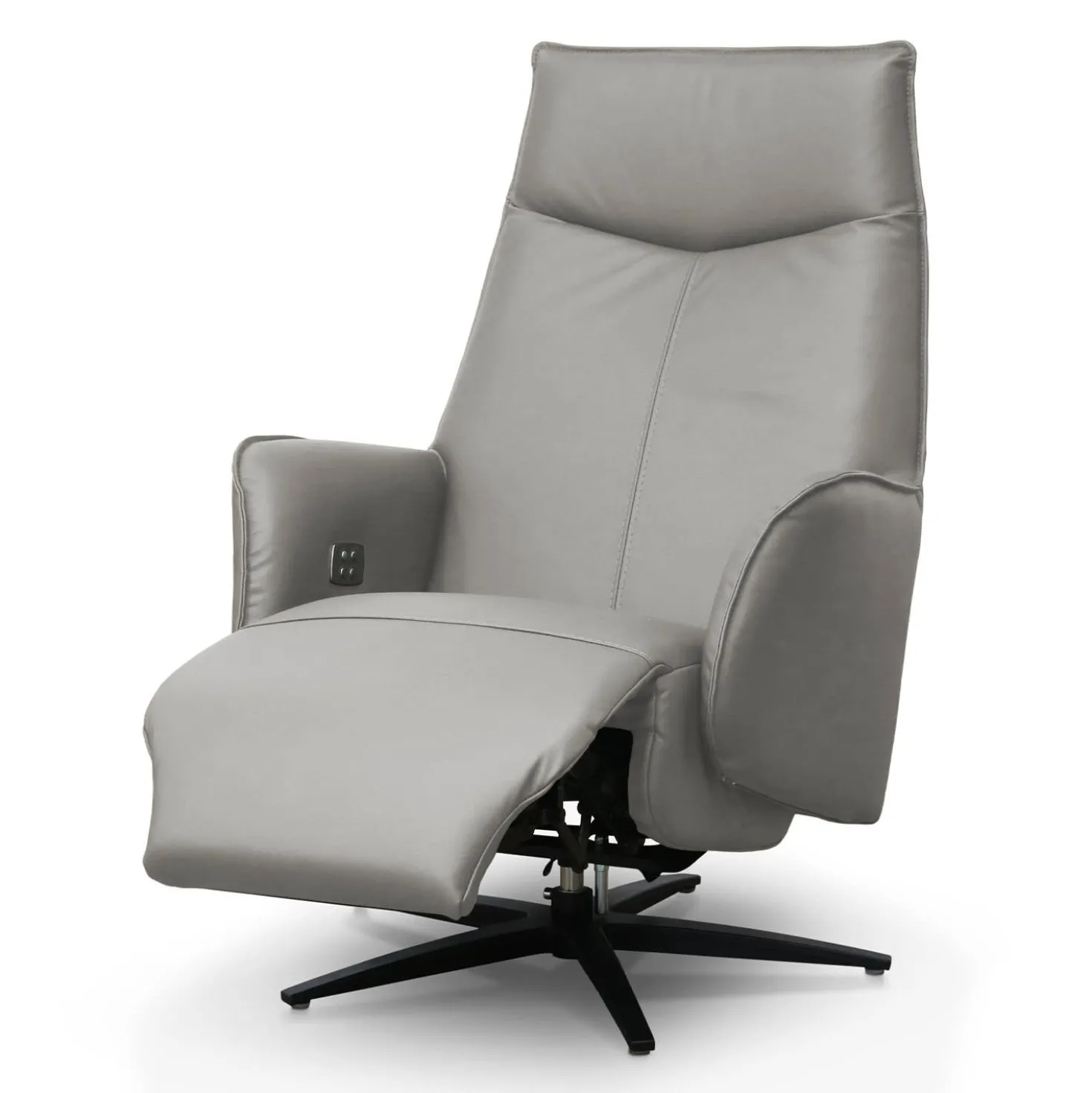 Fauteuil électrique inclinable et pivotant en cuir véritable - sable