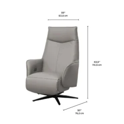 Fauteuil électrique inclinable et pivotant en cuir véritable - sable