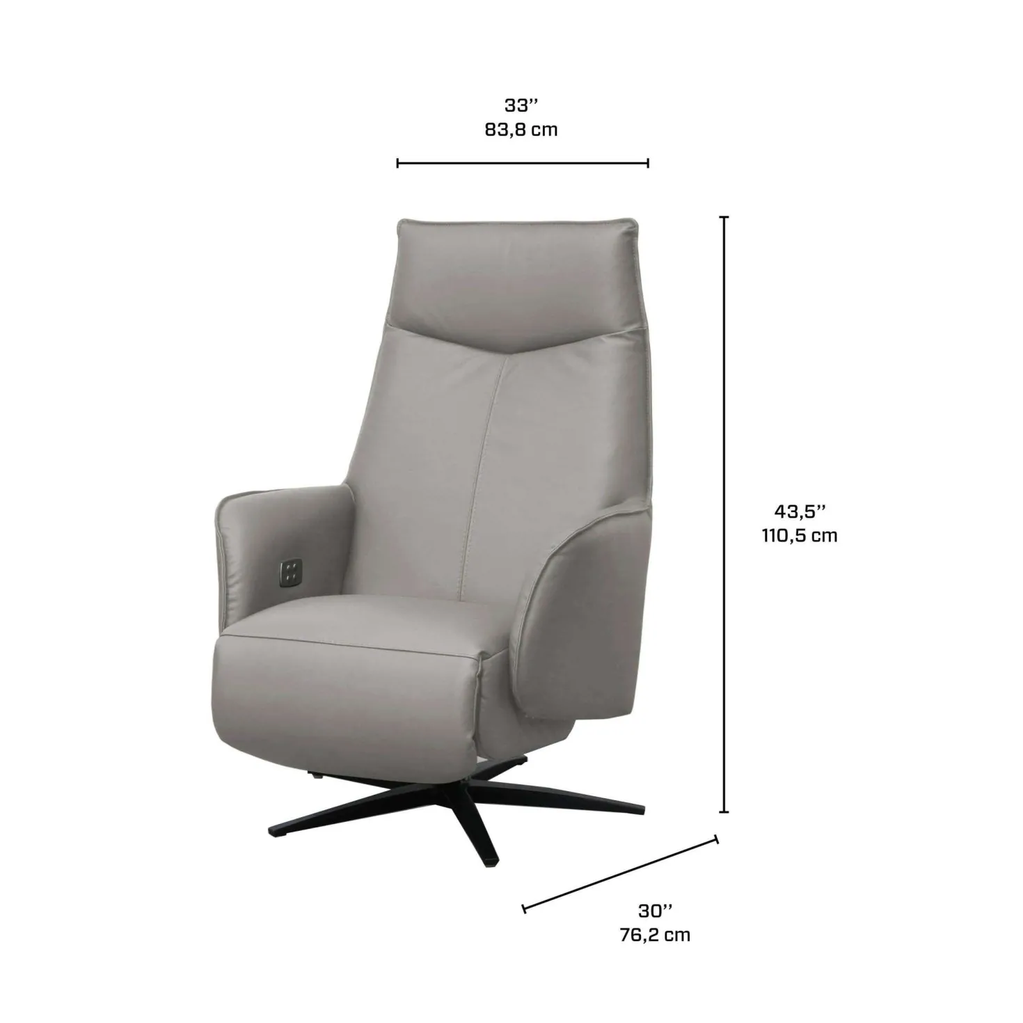 Fauteuil électrique inclinable et pivotant en cuir véritable - sable