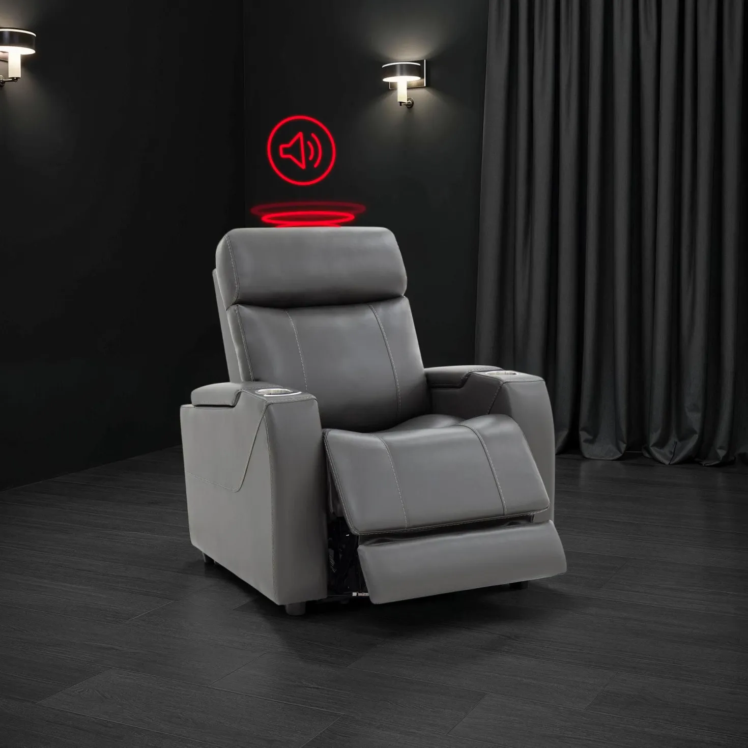 Fauteuil électrique inclinable et système audio intégré - gris
