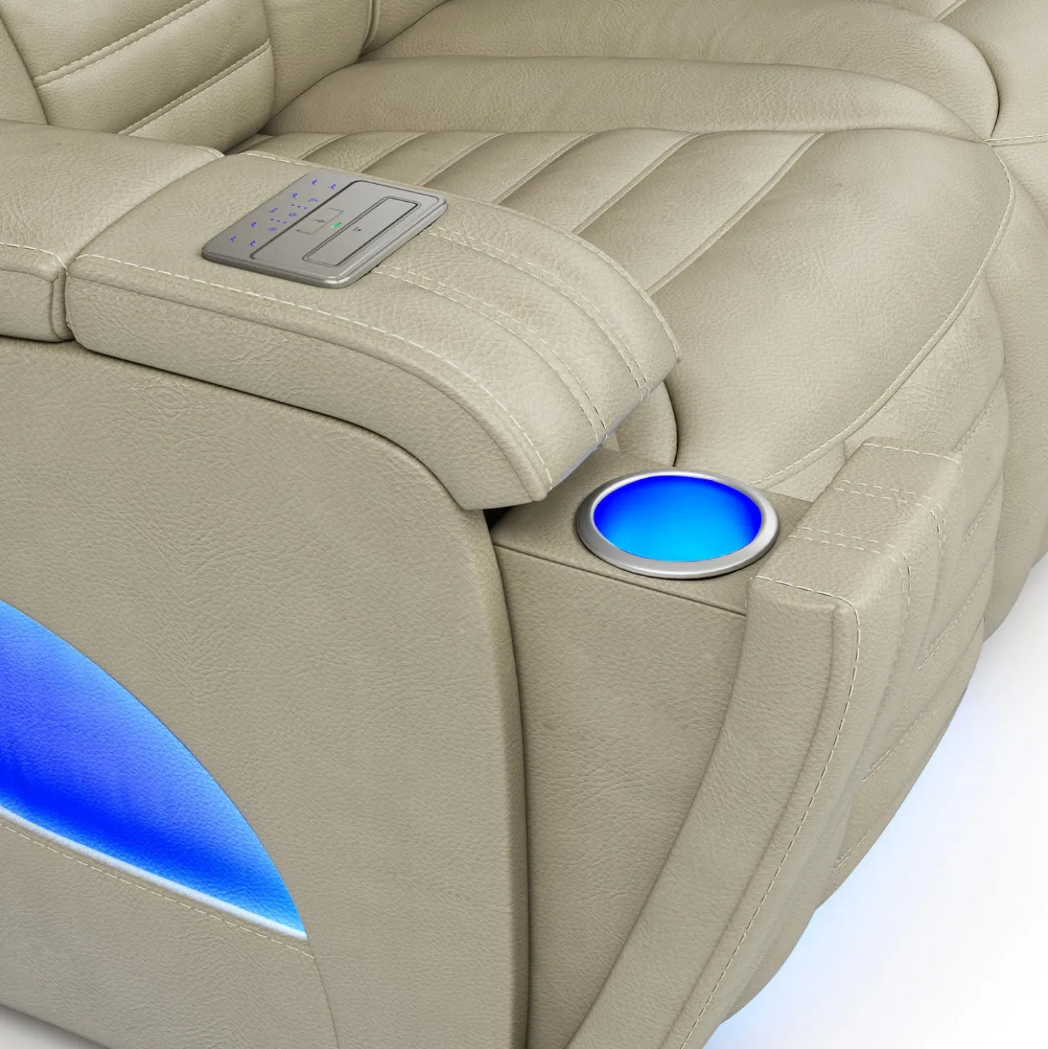Fauteuil modulaire électrique inclinable avec massage, chaleur et porte-gobelets rétractables