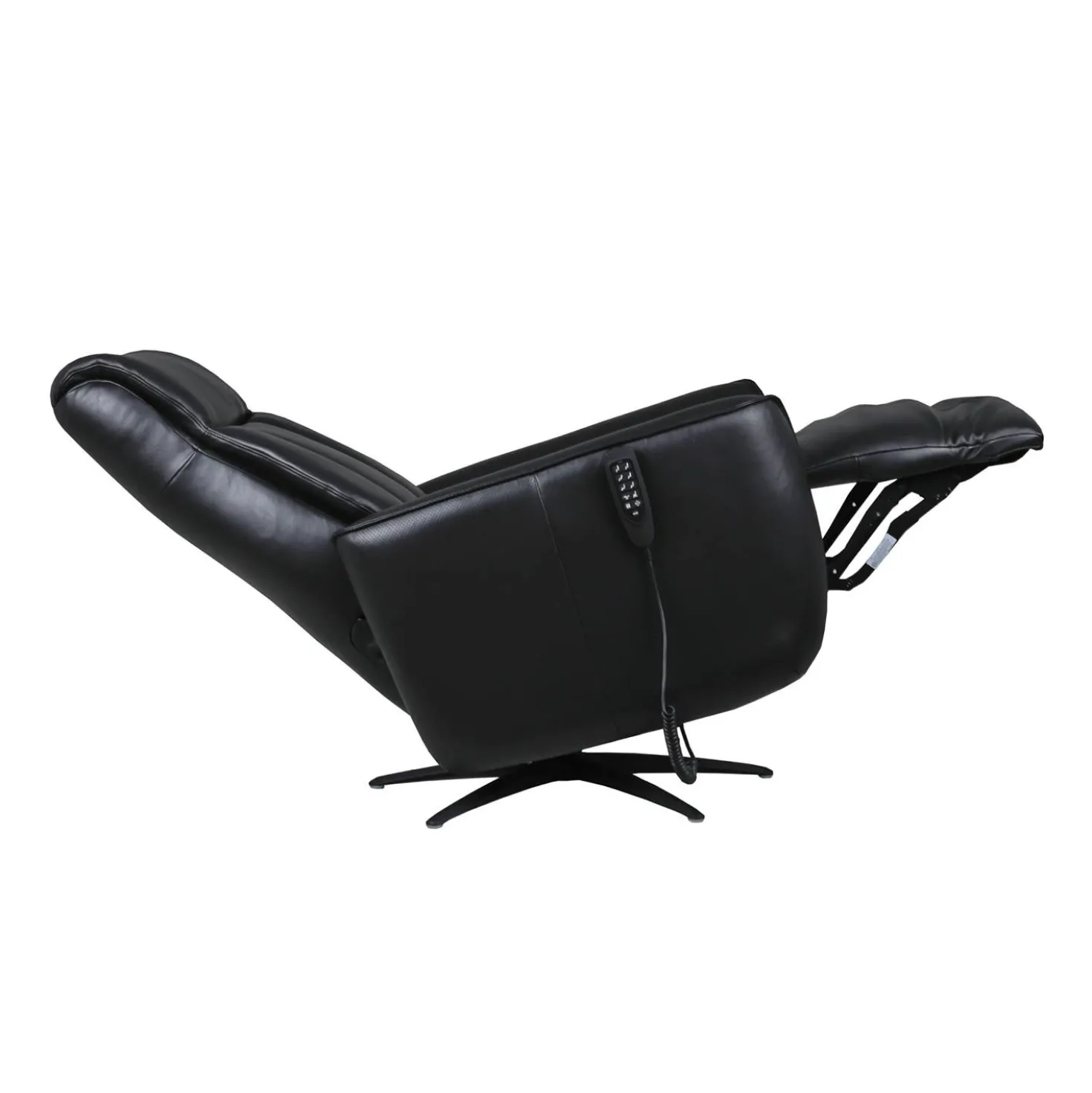 Fauteuil tout cuir électrique inclinable et pivotant 4 moteurs avec massage, haut-parleurs intégrés et lumières LED