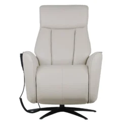 Fauteuil tout cuir électrique inclinable et pivotant 4 moteurs avec massage, haut-parleurs intégrés et lumières LED