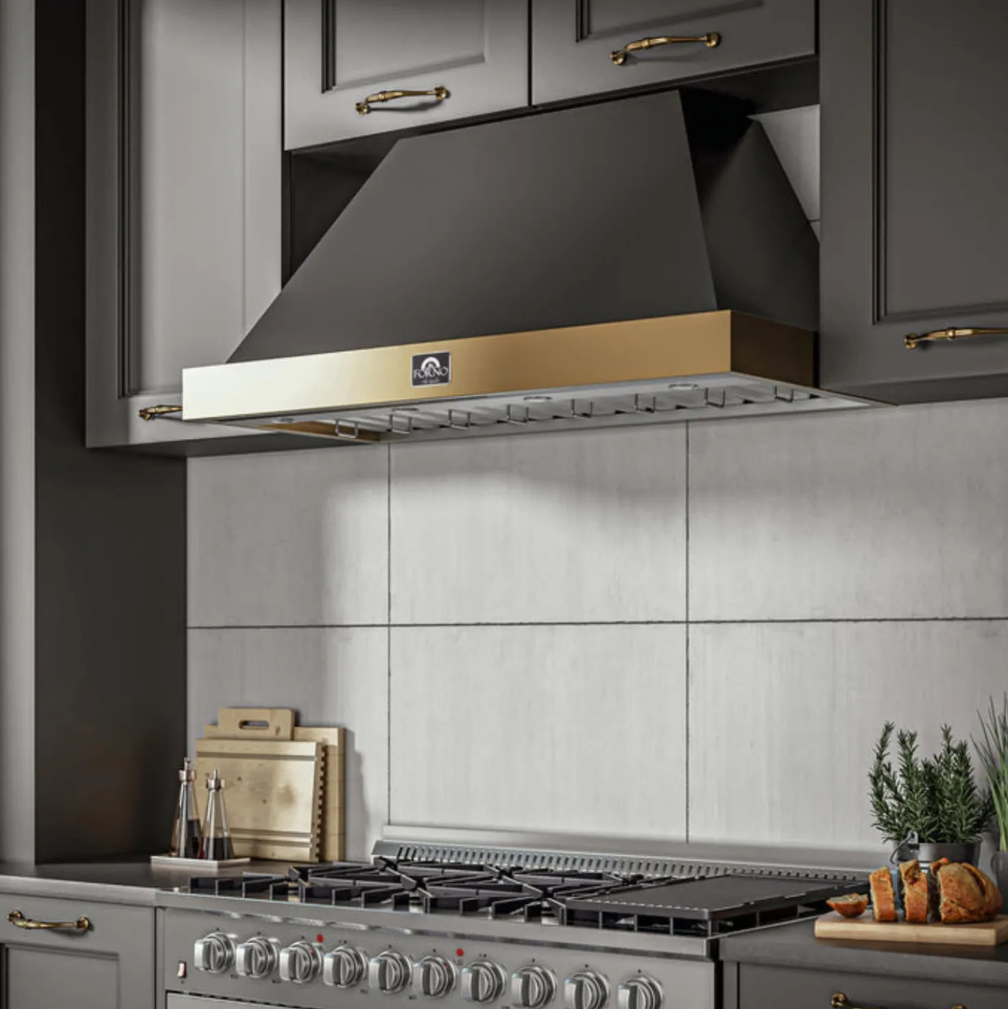 FORNO Hotte de cuisinière murale 48" Standard Noir 48" , 600 PI3/MIN-FRHWM5078-48