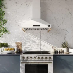 FORNO Hotte de cuisinière murale Cheminée Blanc 35.2