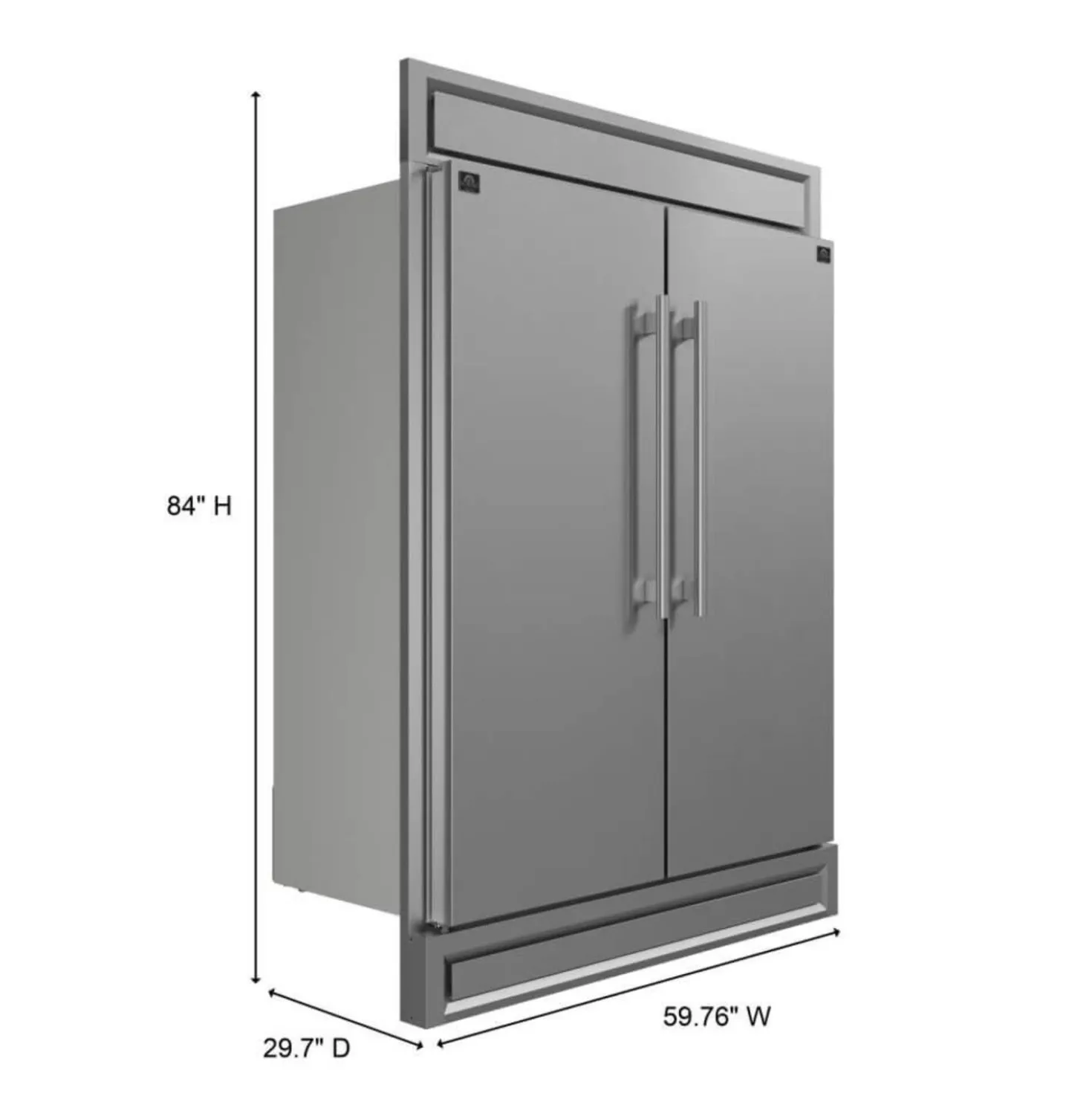FORNO Réfrigérateur/Congélateur convertible 27,2 pi3 60 po Inox Côte à côte - FFFFD1722-60