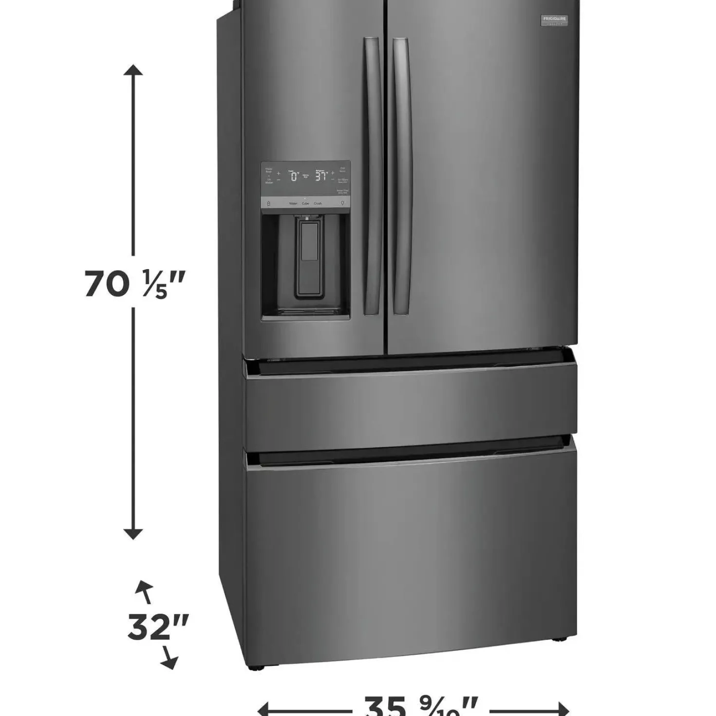 FRIGIDAIRE GALLERY Réfrigérateur 21,5 pi3 36 po Inox noir Congélateur en bas, Portes françaises - GRMC2273CD