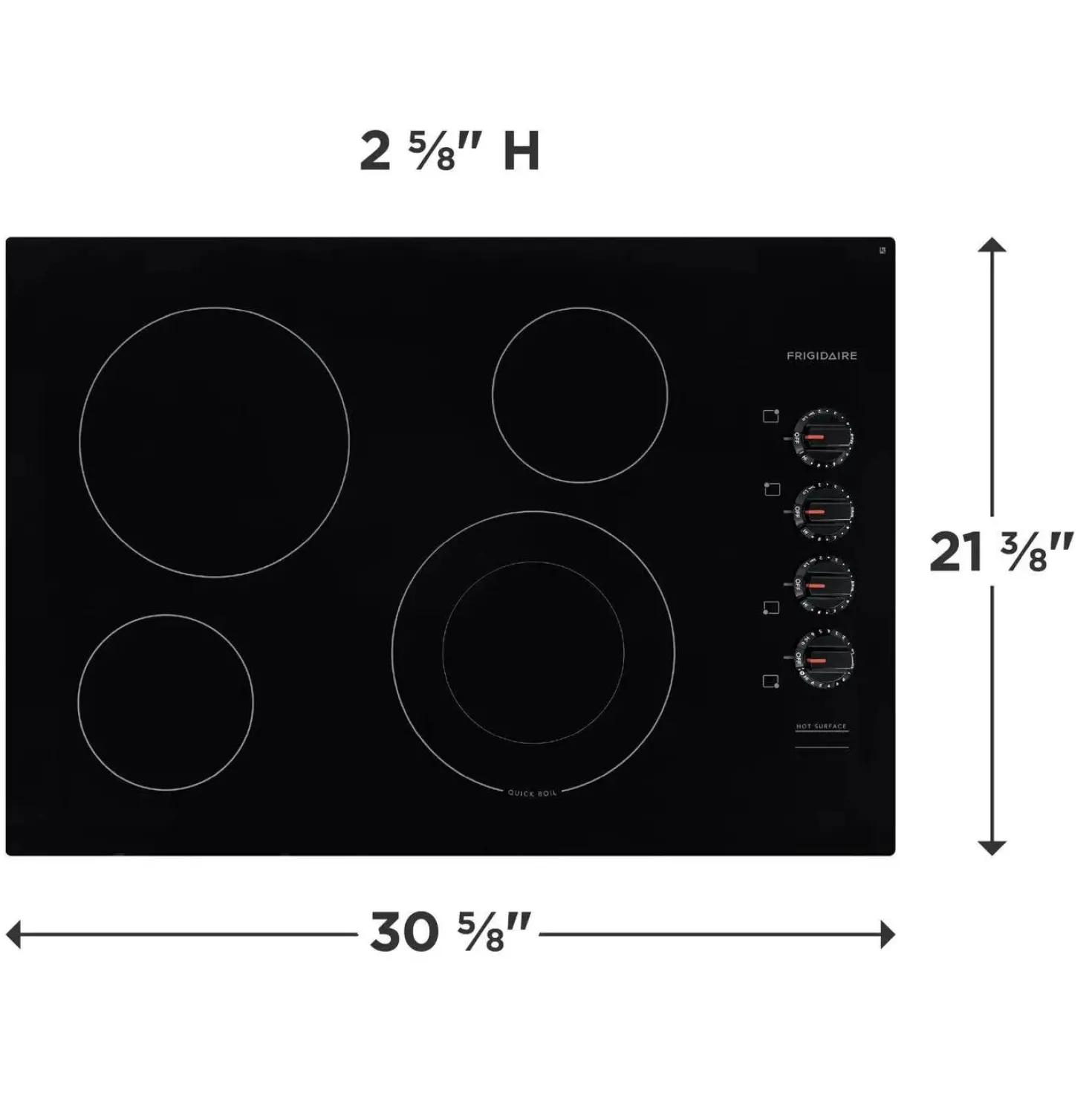 FRIGIDAIRE Table de cuisson Vitrocéramique Noir 30" Électrique Noir - FFEC3025UB