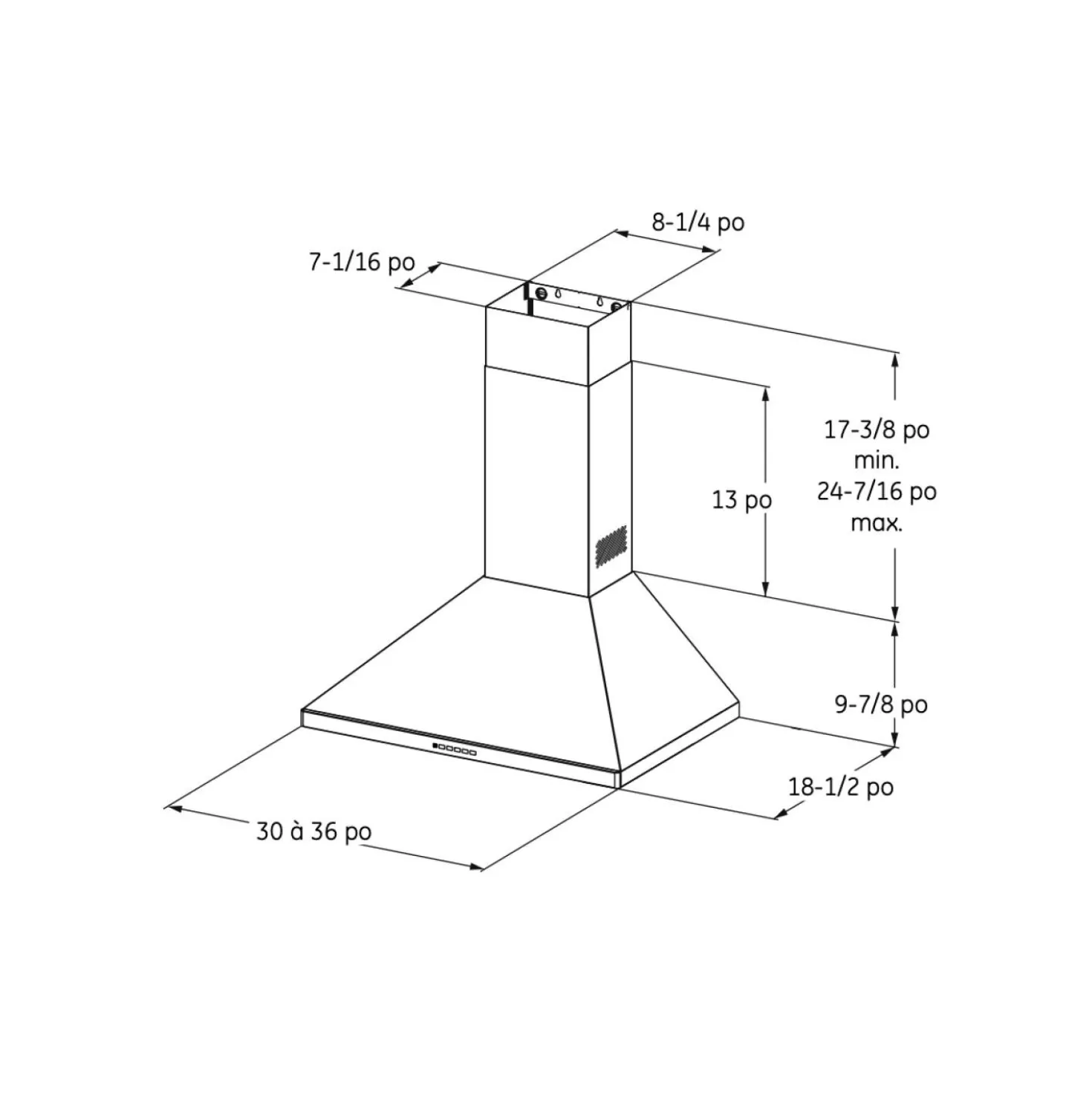 GE Hotte Standard Ardoise 30" , 310 PI3/MIN-JVX5300EJESC