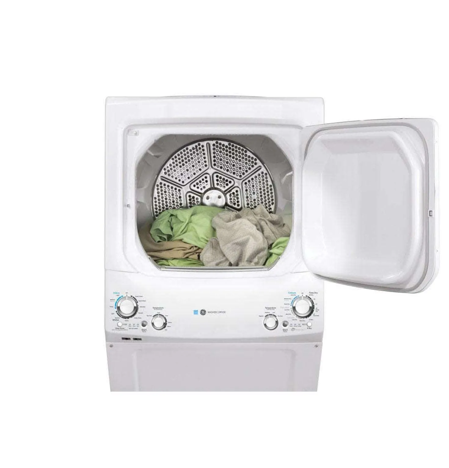 GE Laveuse et sécheuse superposées, Blanc, 27'', 800 RPM - GUD27EEMNWW