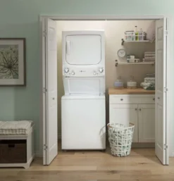 GE Laveuse et sécheuse superposées, Blanc, 27'', 800 RPM - GUD27EEMNWW