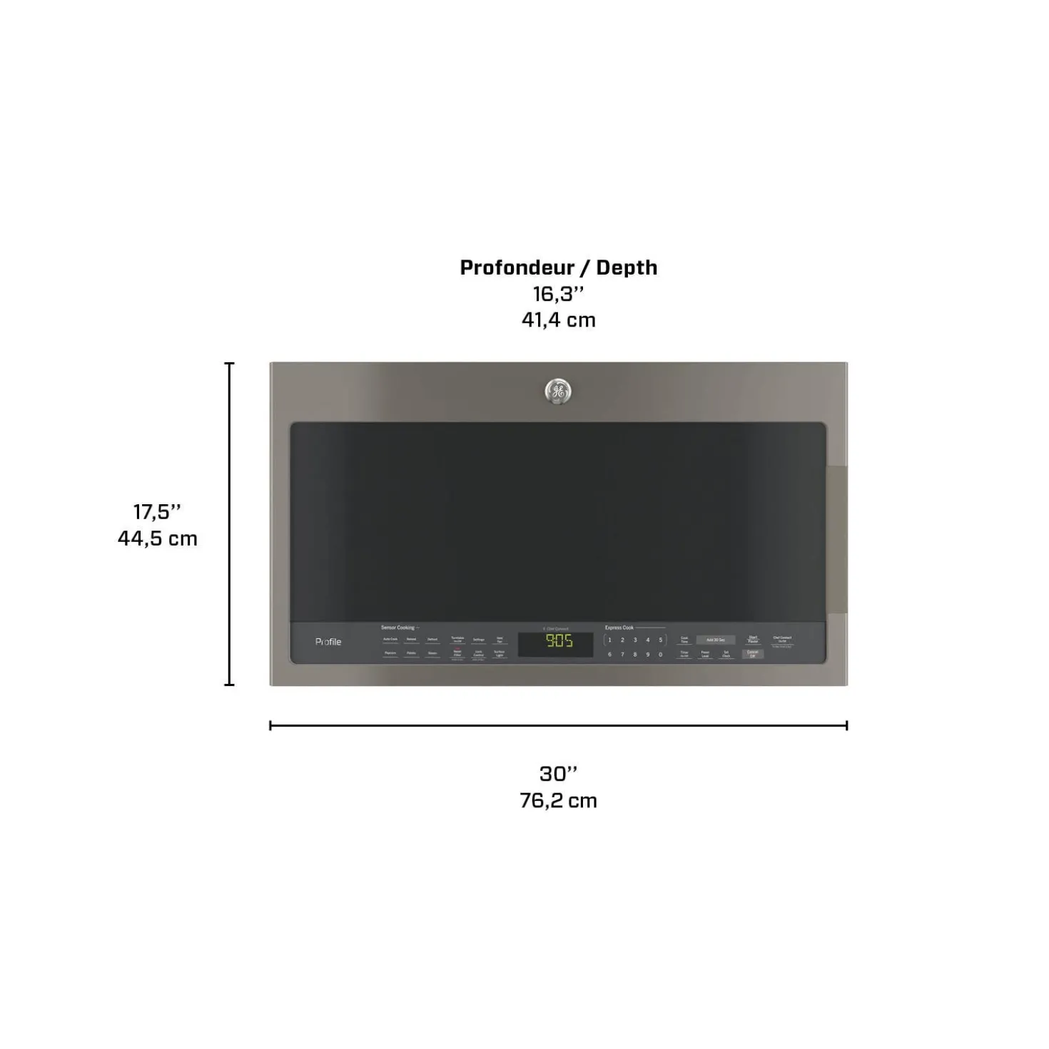 GE Profile Micro-ondes/hotte 2,1 pi3, Ardoise, 30", 400