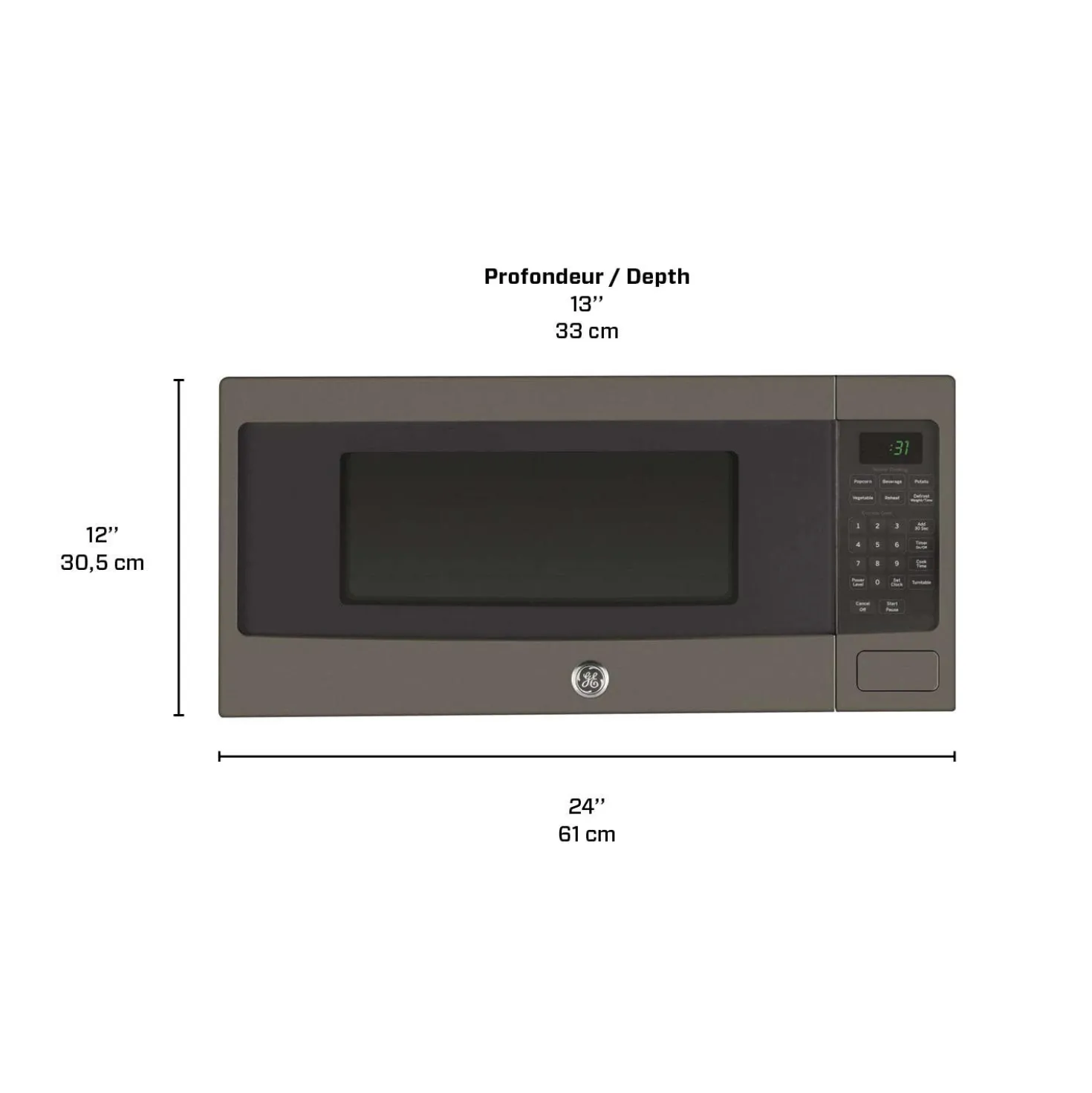 GE Profile Micro-ondes 1,1 pi3 Ardoise24" PEM10SLFC