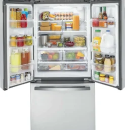 GE Réfrigérateur 18,6 pi3 33 po Acier inoxydable Congélateur en bas, Portes françaises - GWE19JYLFS