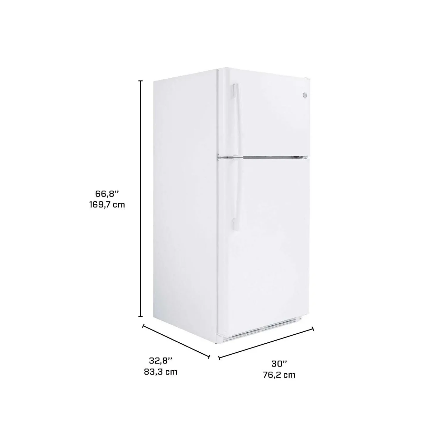 GE Réfrigérateur 18 pi3 30 po Blanc Congélateur en haut - GTE18FTLKWW