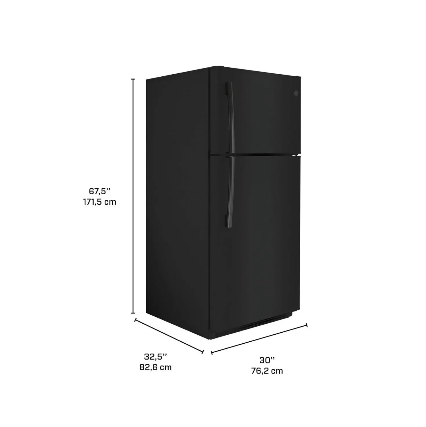 GE Réfrigérateur 18 pi3 30 po Noir Congélateur en haut - GTE18FTLKBB