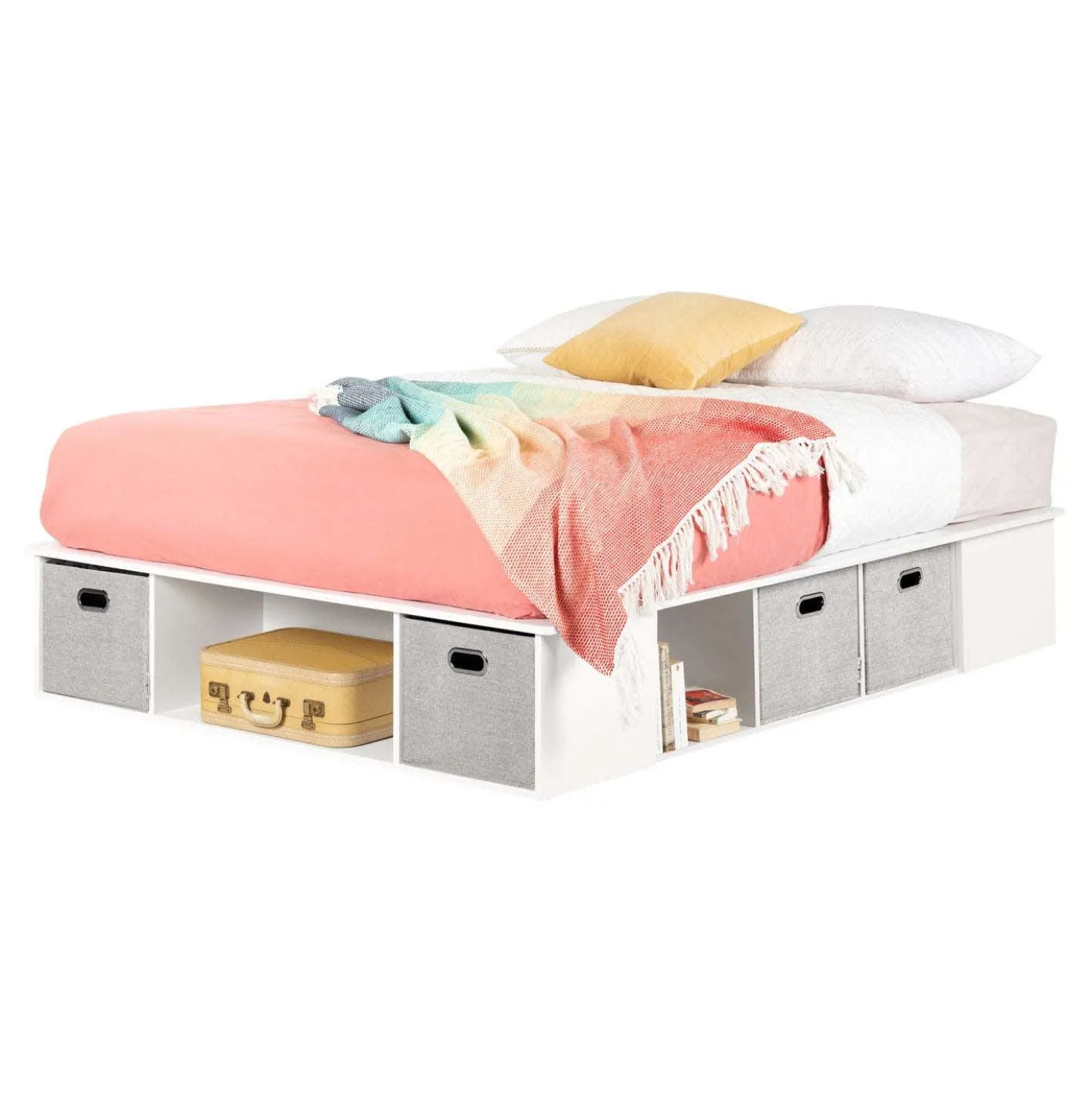 Grand lit avec paniers de rangement (60'') - South Shore