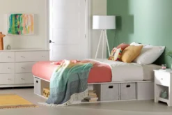 Grand lit avec paniers de rangement (60'') - South Shore