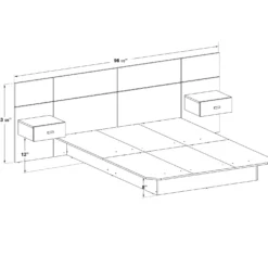 Grand lit avec panneaux et tables de chevet (60