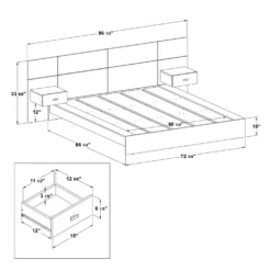 Grand lit avec panneaux et tables de chevet (60
