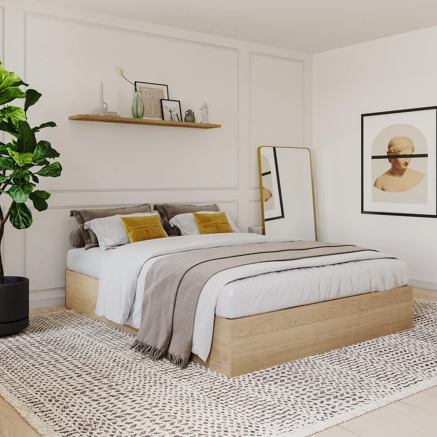 Grand lit avec rangement 3 tiroirs (60") - Nexera