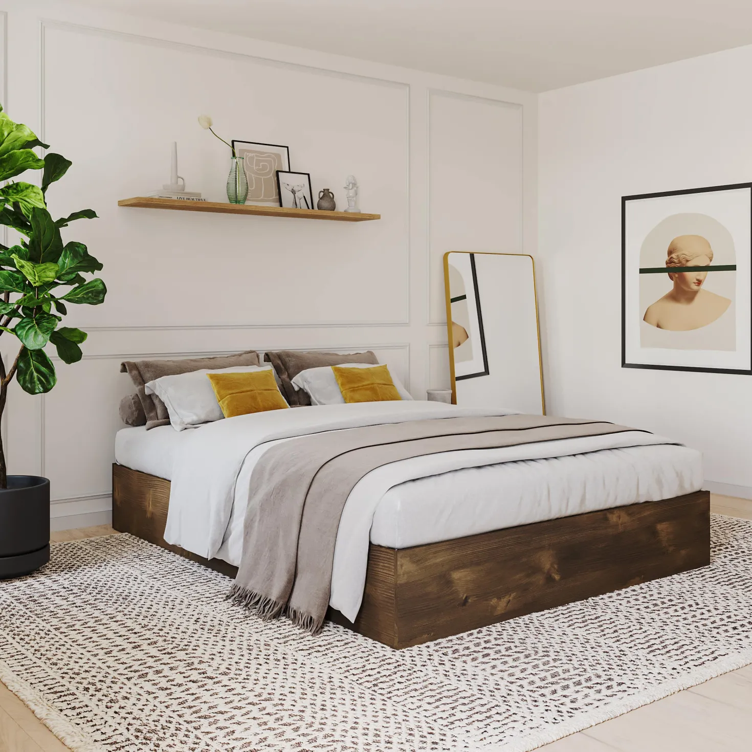 Grand lit avec rangement 3 tiroirs (60") - Nexera