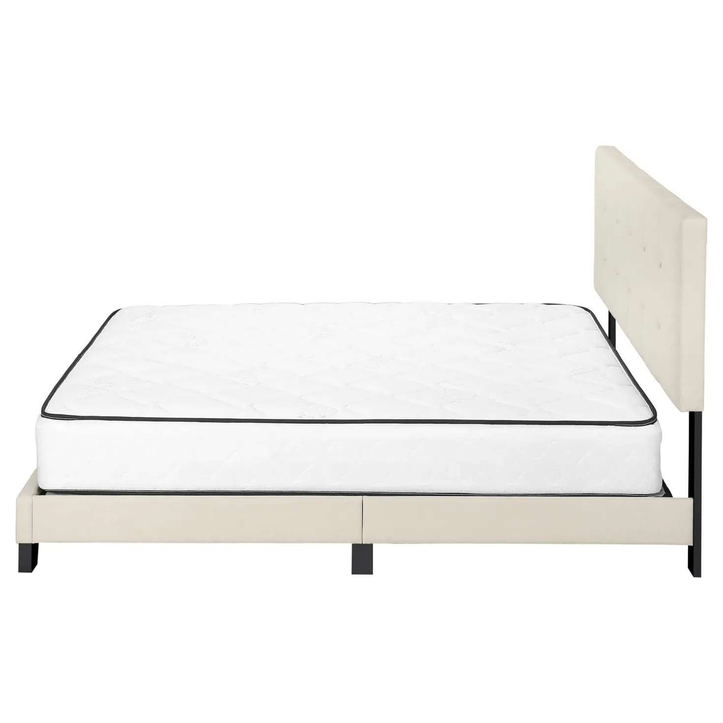 Grand lit en tissu avec tête de lit (60") - Monarch