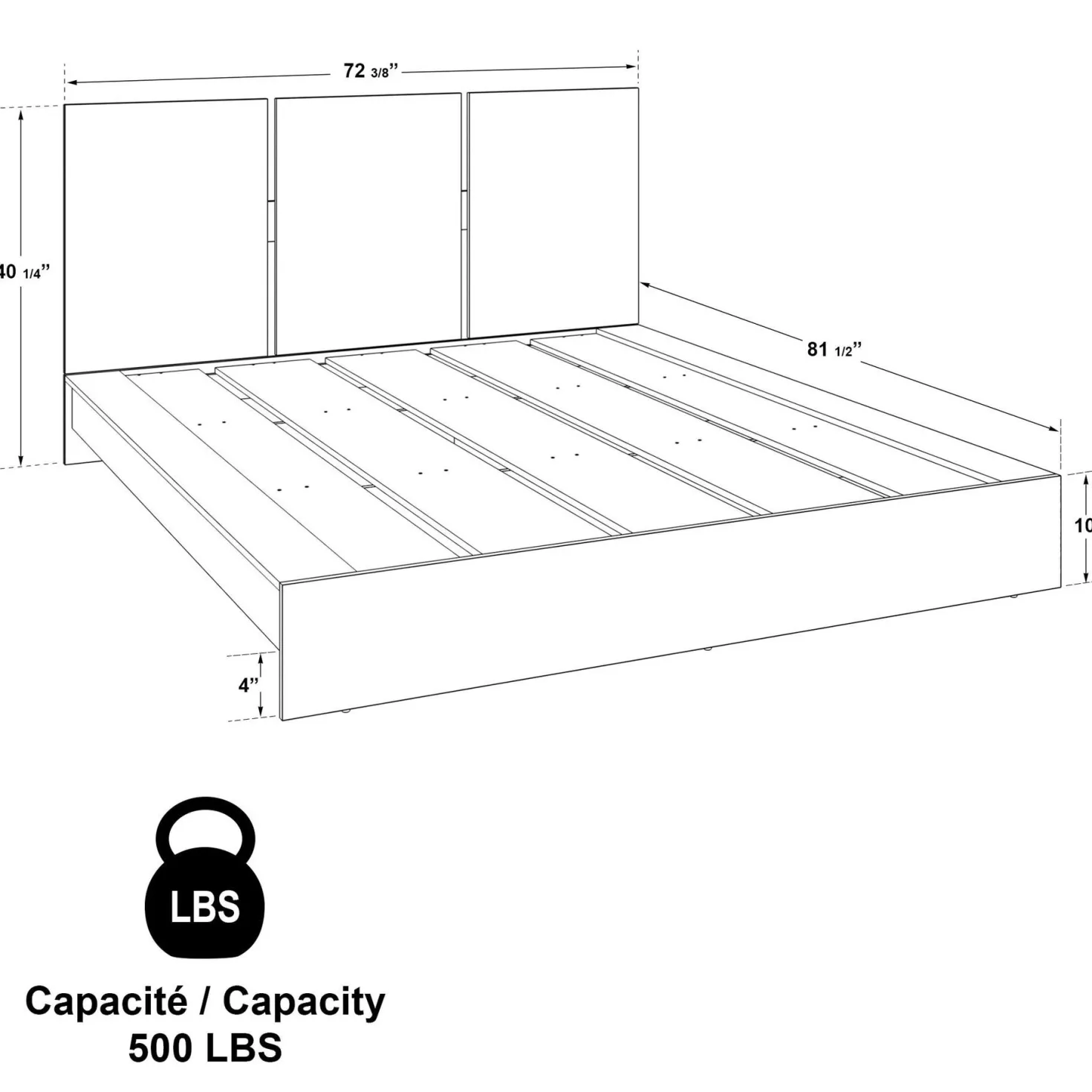 Grand lit plateforme (60")