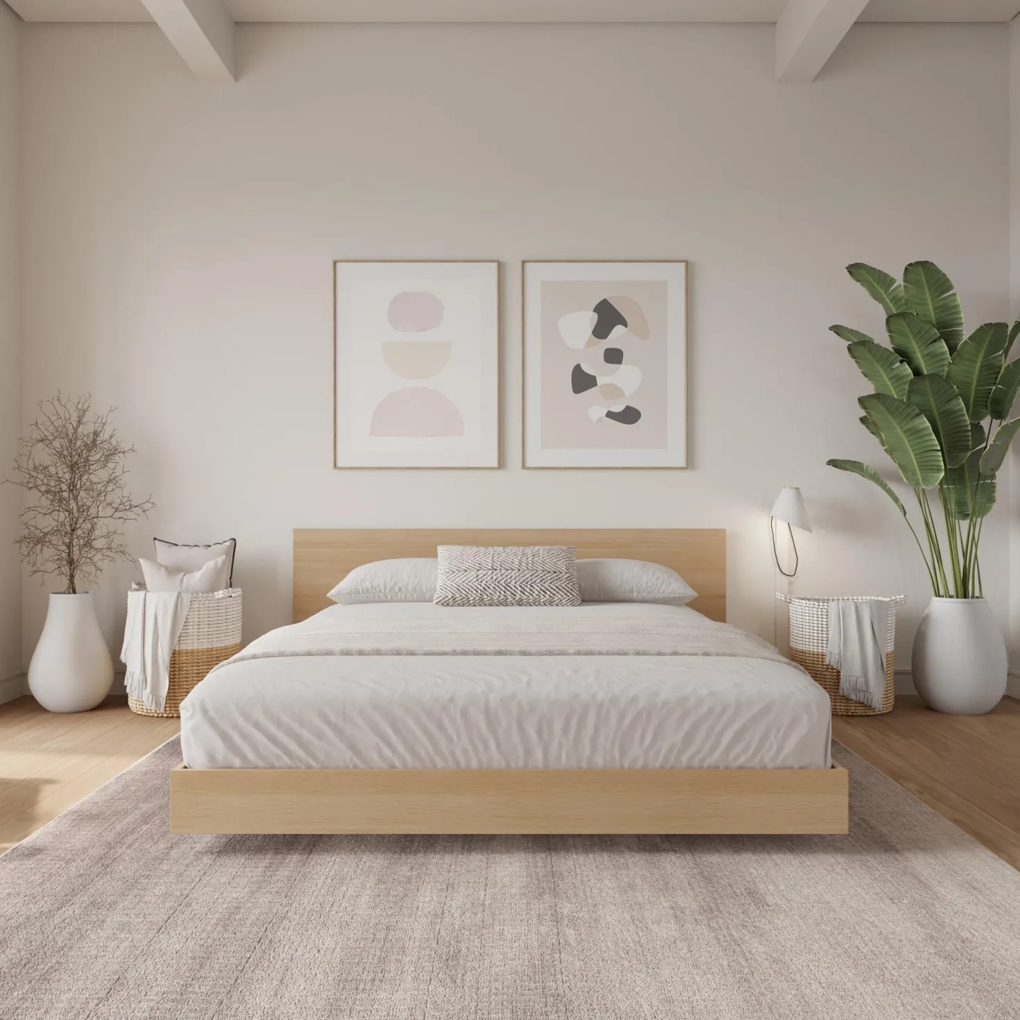 Grand lit plateforme avec tête de lit (60") - Nexera