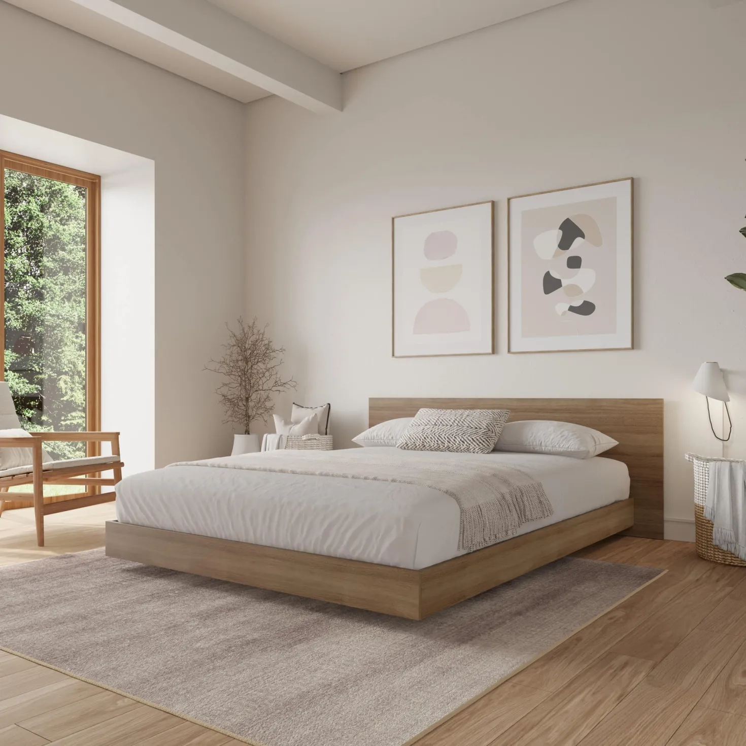Grand lit plateforme avec tête de lit (60") - Nexera