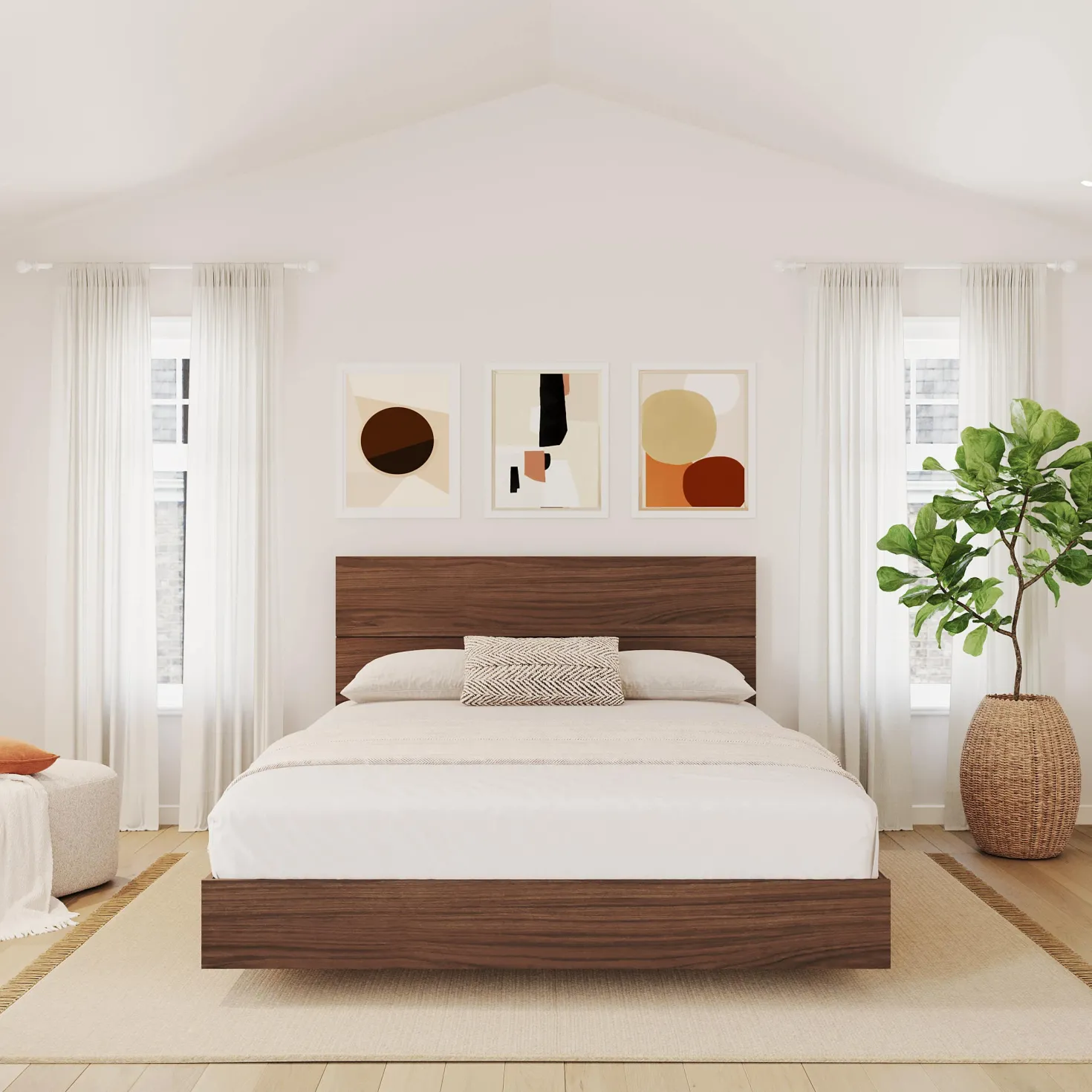 Grand lit plateforme avec tête de lit (60") - Nexera
