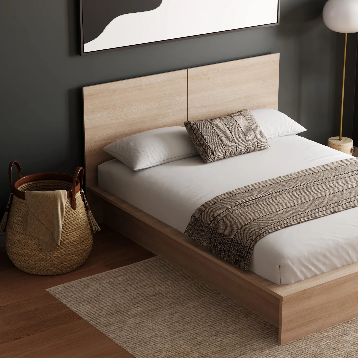 Grand lit plateforme avec tête de lit (60") - Nexera