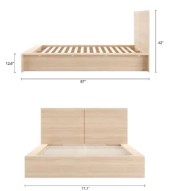 Grand lit plateforme avec tête de lit (60
