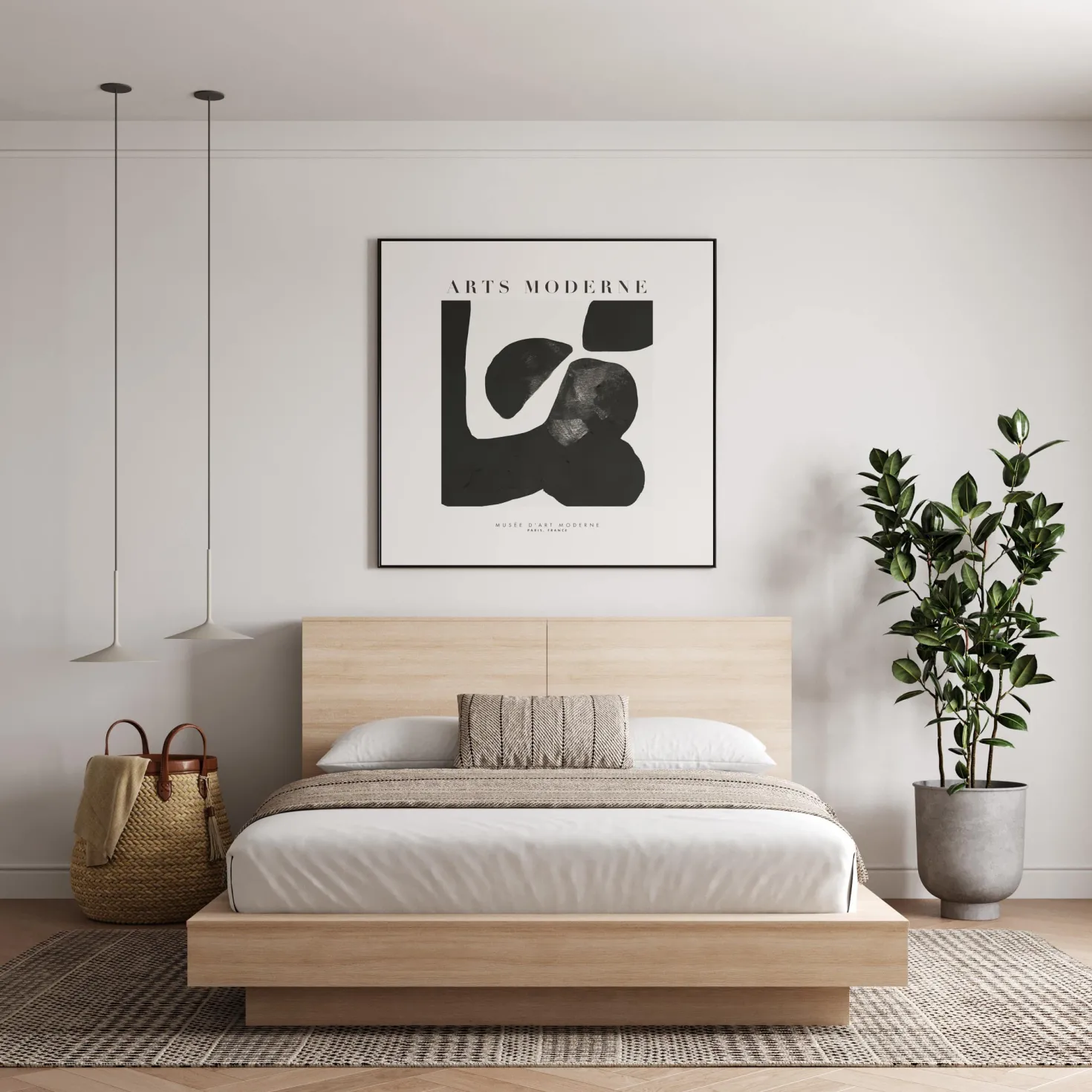 Grand lit plateforme avec tête de lit (60") - Nexera