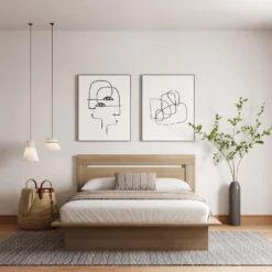 Grand lit plateforme avec tête de lit (60") - Nexera