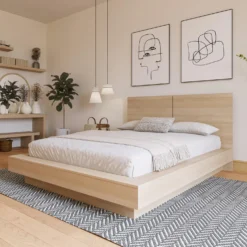 Grand lit plateforme avec tête de lit (60