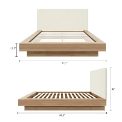 Grand lit plateforme en tissu avec tête de lit (60