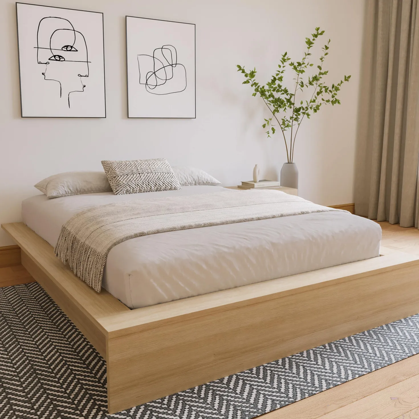 Grand lit plateforme (60") - Nexera