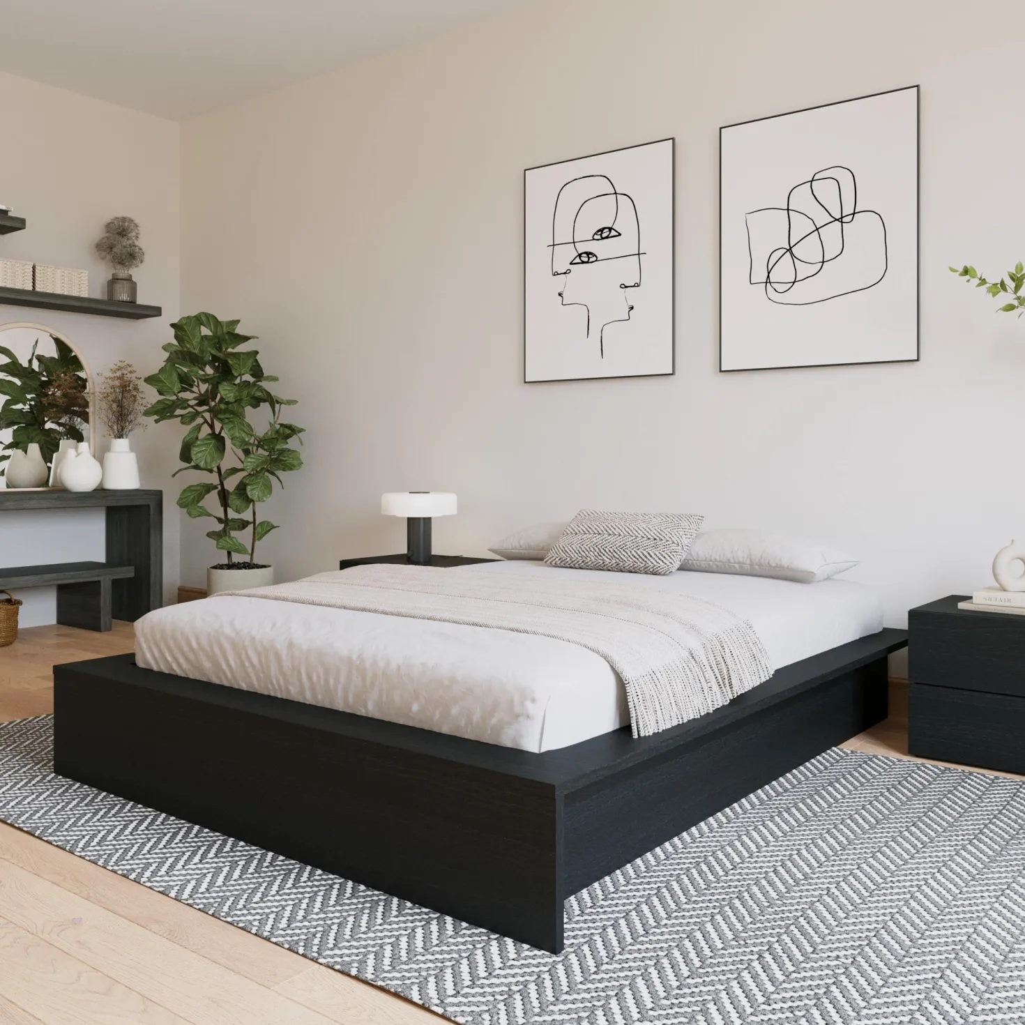 Grand lit plateforme (60") - Nexera