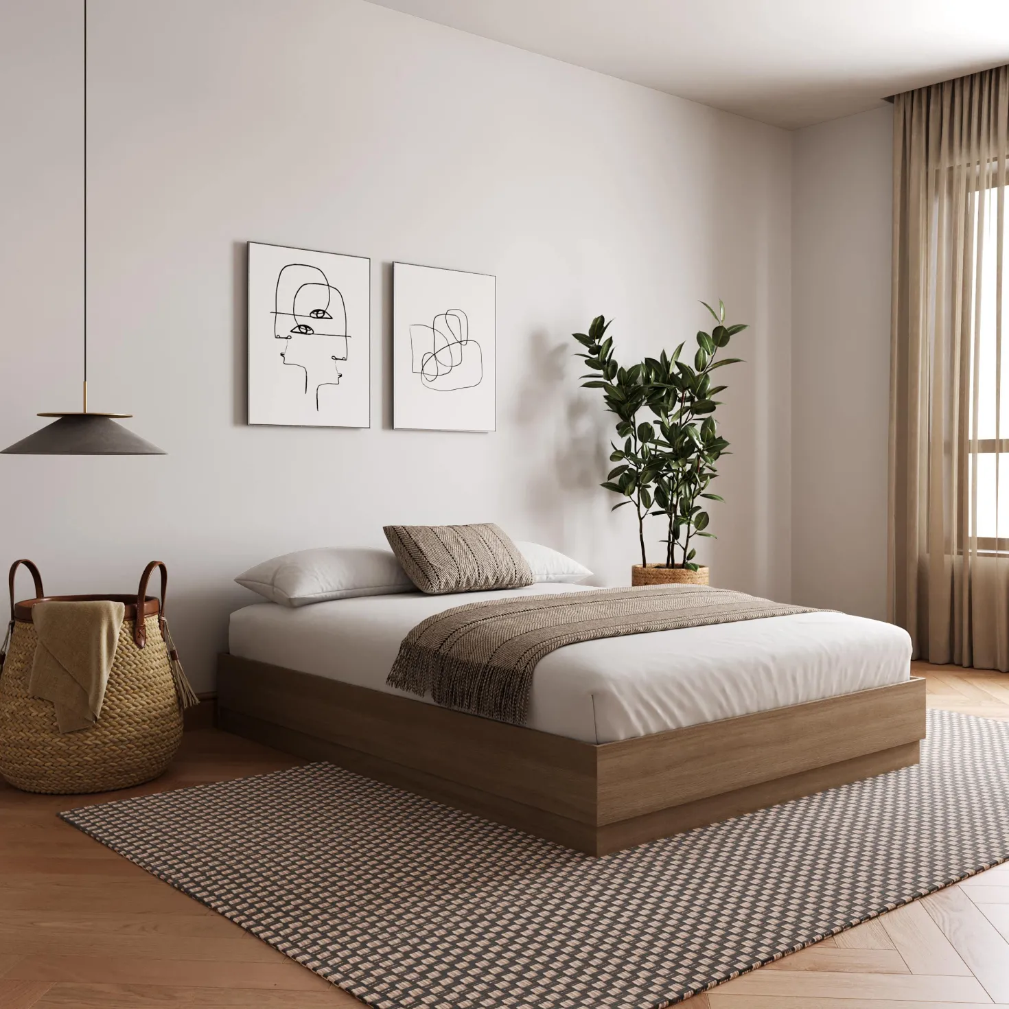 Grand lit plateforme (60") - Nexera