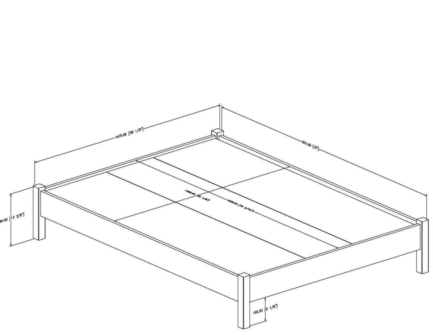 Grand lit plateforme (60") - South Shore