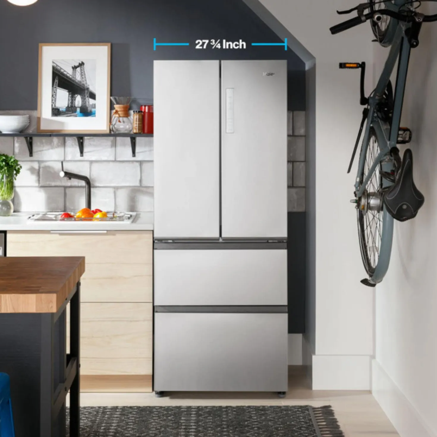 HAIER Réfrigérateur 14,5 pi3 28 po Inox Portes françaises - QJS15HYRFS
