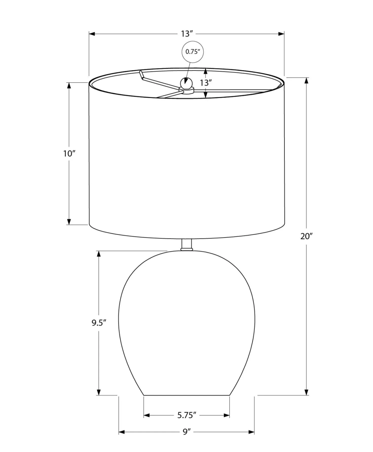 Lampe de table 20"H en béton