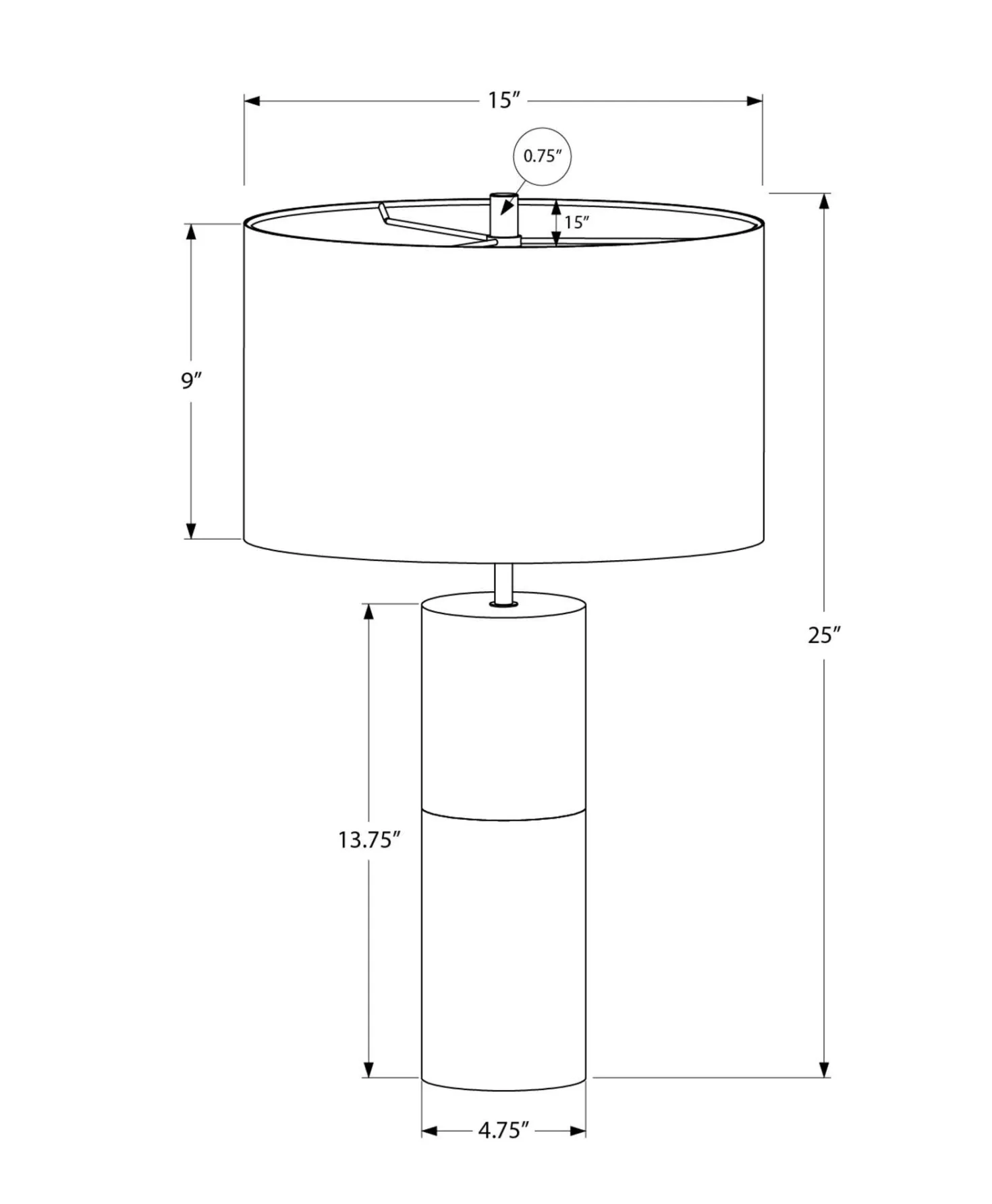 Lampe de table 25"H en béton